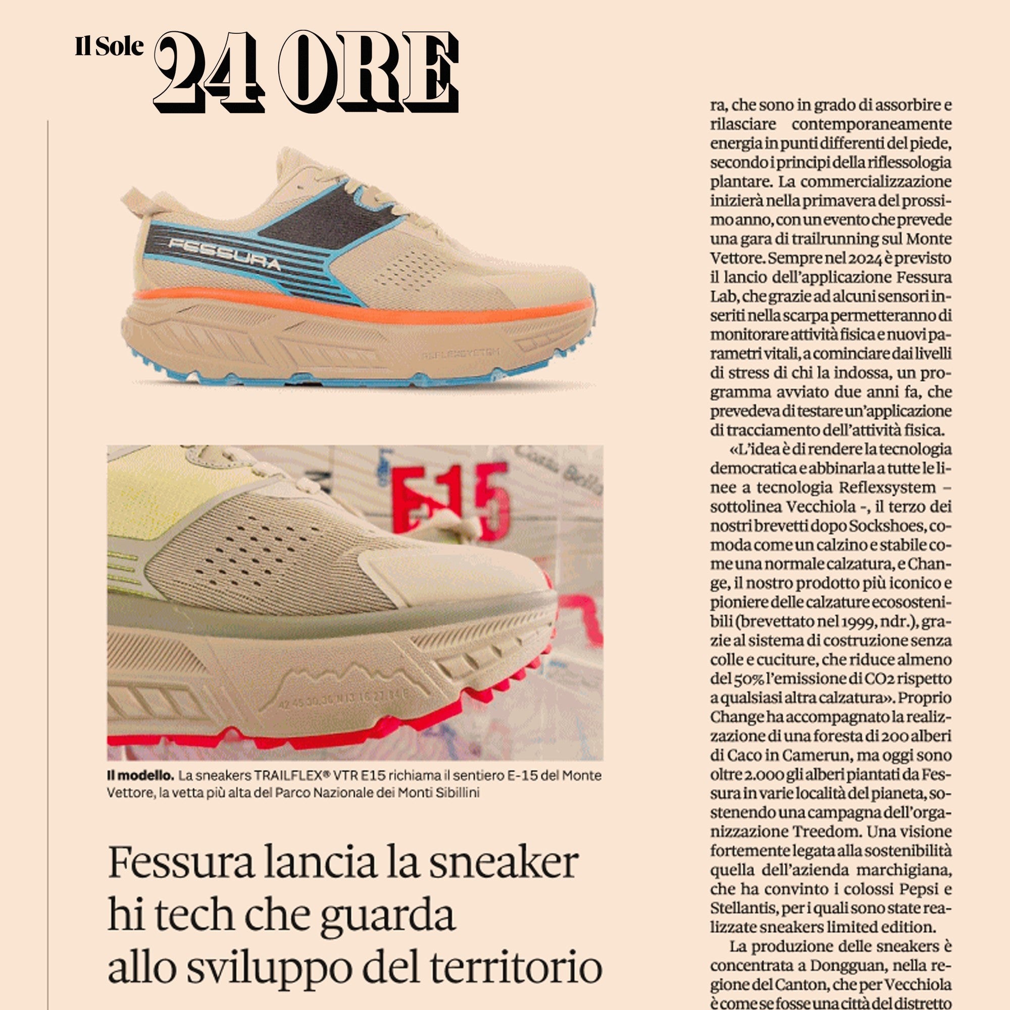 Il Sole 24 Ore: Fessura lancia la sneaker hi tech che guarda allo sviluppo del territorio